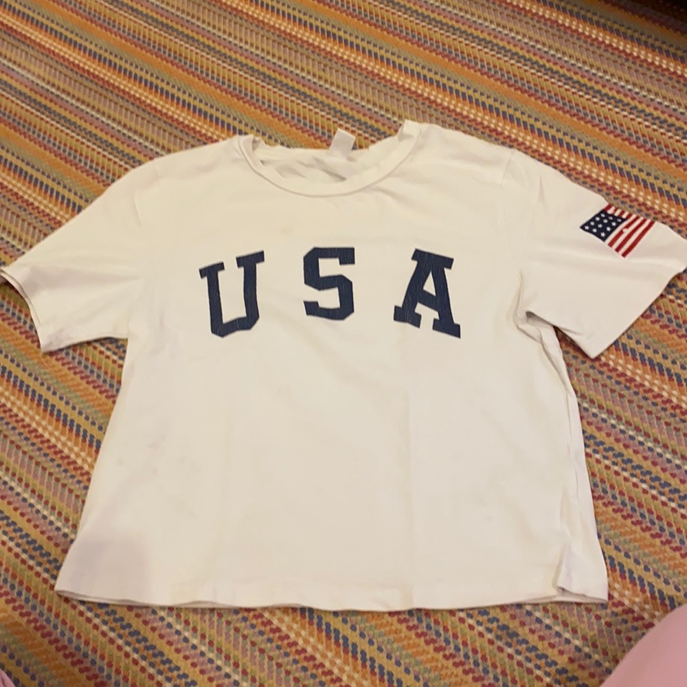 usa short sleeve tee mostly white